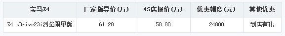 宝马Z4 sDrive23i烈焰限量版现车一台 有优惠