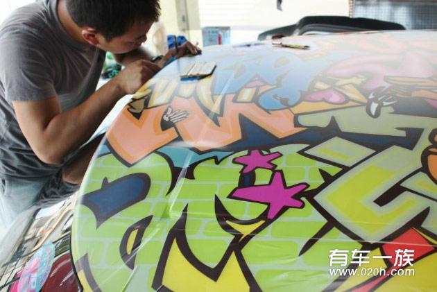 马自达2改装全车彩绘涂鸦膜作业