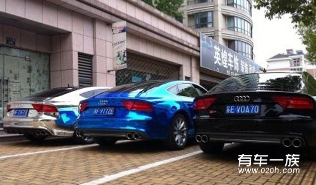 奥迪A7外观电镀改色_改装4出排气 _避震_轮毂