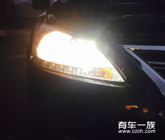 轩逸改装LED远光大灯示宽灯蜡烛灯