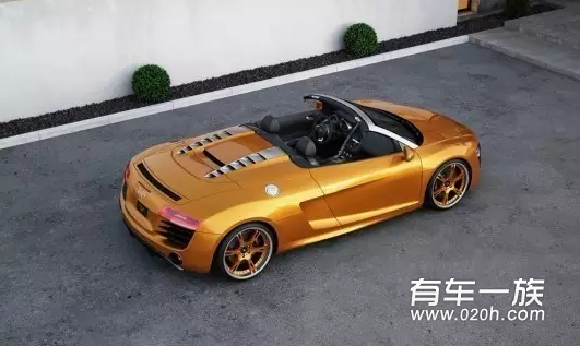 奥迪R8 V10 Plus双门轿跑车会改装的不同车型轮毂和个人汽车贴膜包装