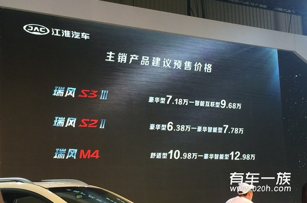 2016年成都车展上，新款瑞风S2公布了新车预售价，为6.38万-7.78万元