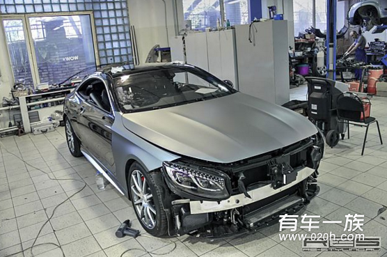 奔驰S63 AMG改装外观亚光灰贴膜 