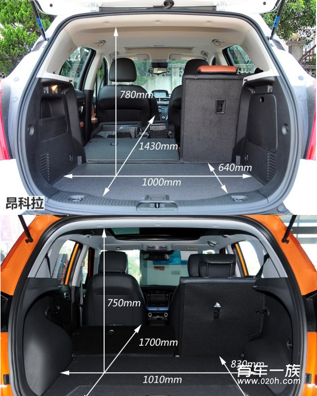 别克昂科拉与现代ix25储物坐空间对比