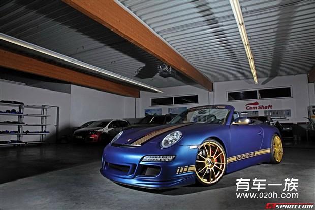 蓝金配色 轻度改装保时捷911 Cabriolet