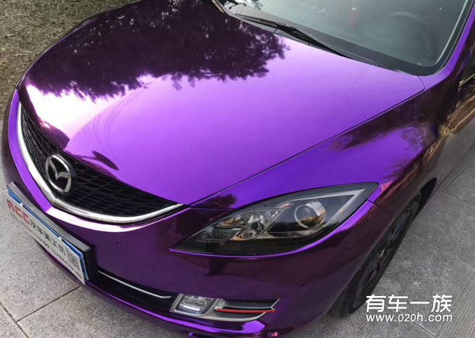 马自达6外观改色贴膜骚气紫色