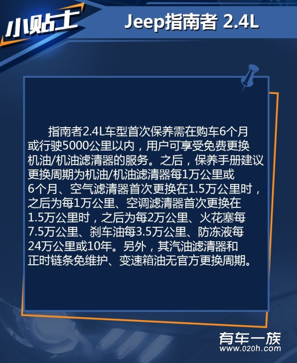 吉普指南者2.4L保养养车费用油耗一年多少